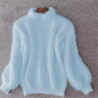 Amara Fluffy High Neck Knitted Jumper