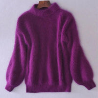 Amara Fluffy High Neck Knitted Jumper