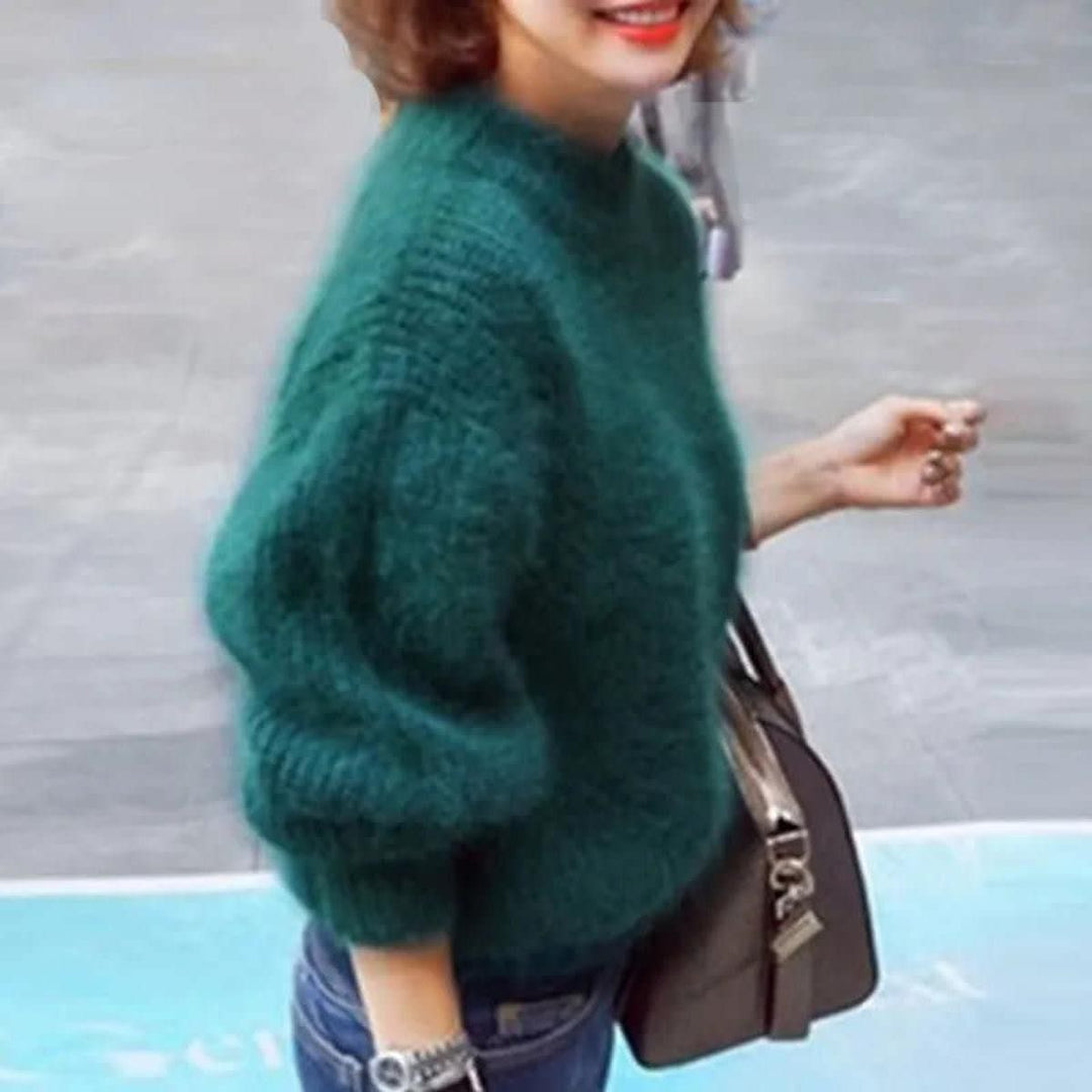 Amara Fluffy High Neck Knitted Jumper
