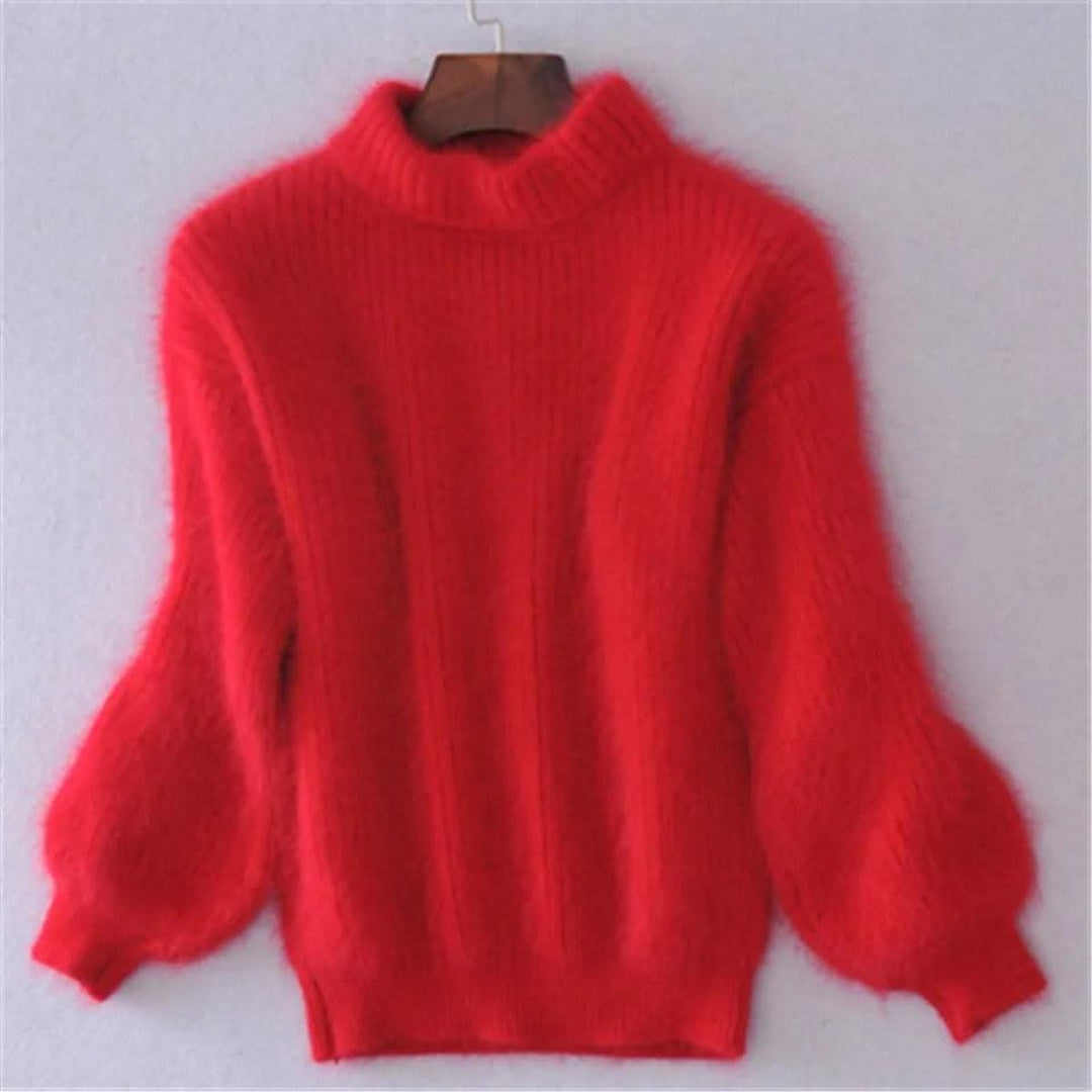 Amara Fluffy High Neck Knitted Jumper
