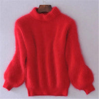Amara Fluffy High Neck Knitted Jumper