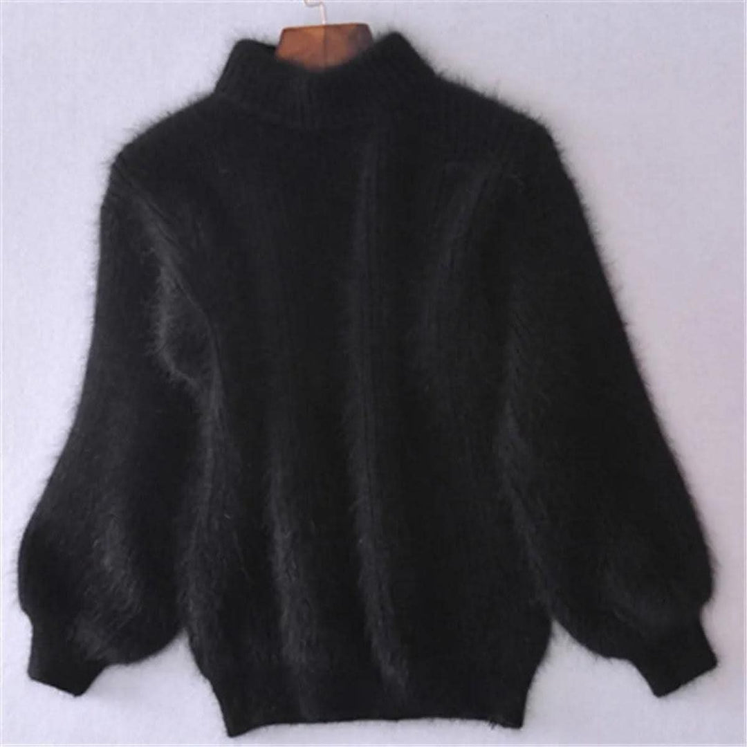 Amara Fluffy High Neck Knitted Jumper