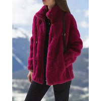 Camryn Stand Collar Teddy Fleece Zip Jacket