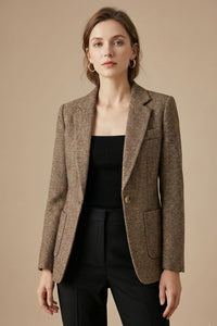 Bronte Herringbone Single Button Dress Blazer