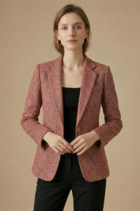 Bronte Herringbone Single Button Dress Blazer