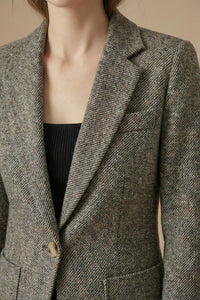 Bronte Herringbone Single Button Dress Blazer