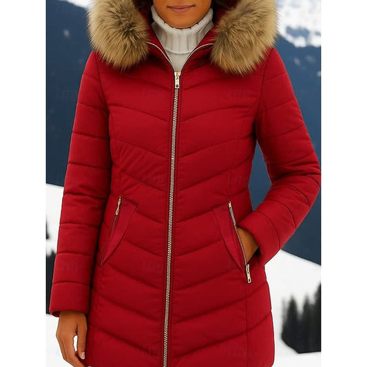 Gemma Faux Fur Hood Quilted Puffer Coat_1