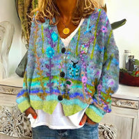 Anouk Floral Print Knit Cardigan