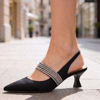 Sunniva Crystal Slingback Kitten Heels