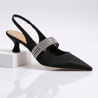 Sunniva Crystal Slingback Kitten Heels