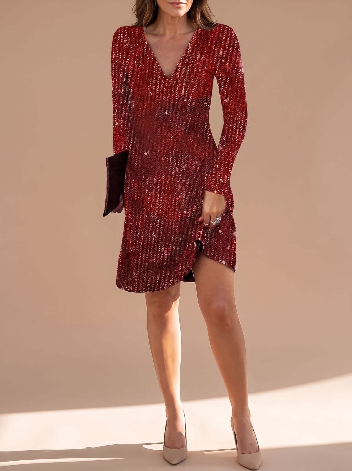 Helena Long Sleeve Sequin Christmas Party Mini Dress_5