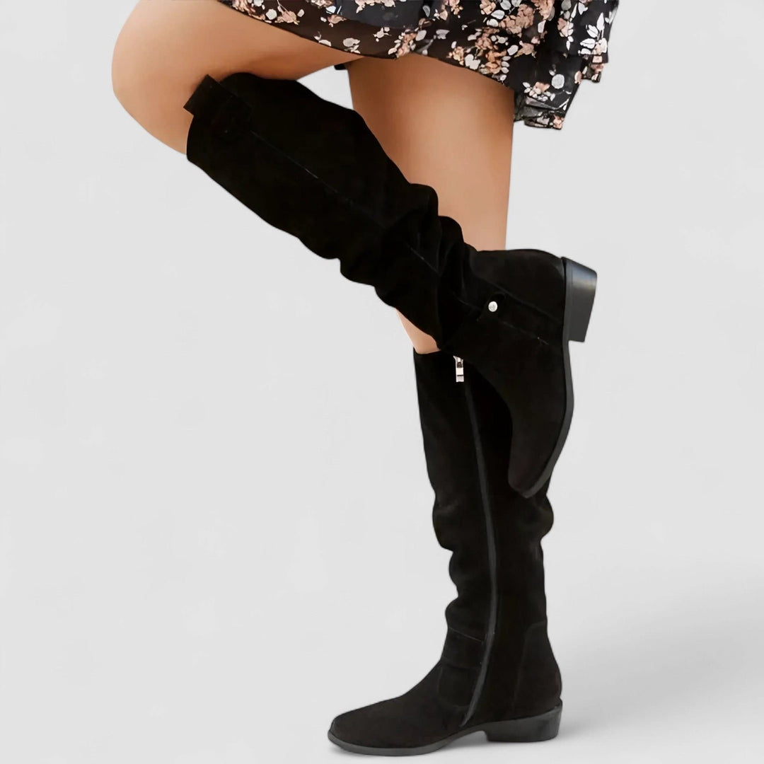 Helena Slouch Suede Knee High Boots