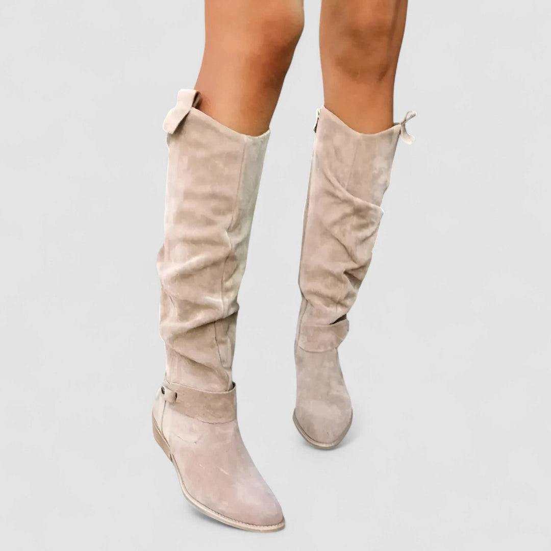 Helena Slouch Suede Knee High Boots