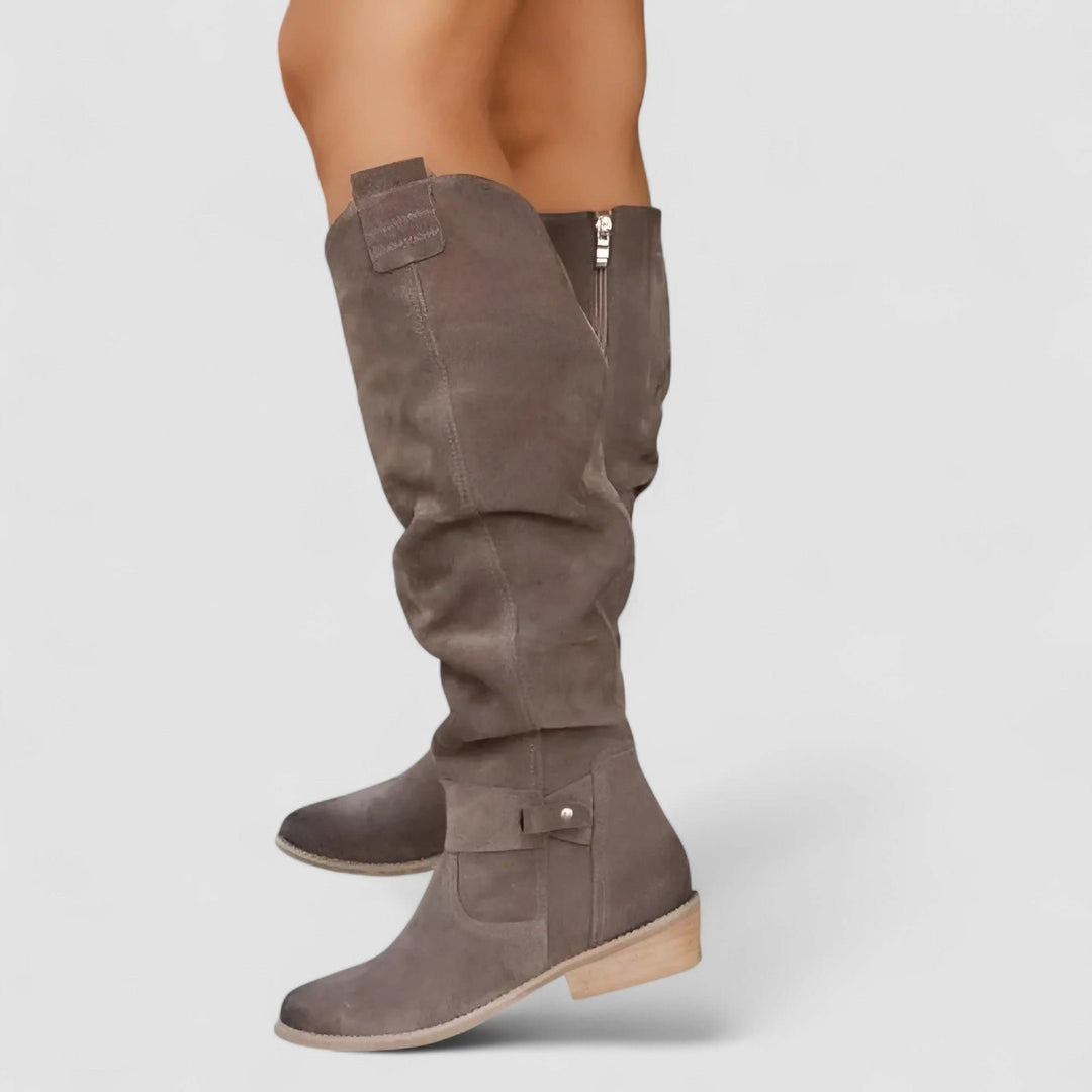 Helena Slouch Suede Knee High Boots