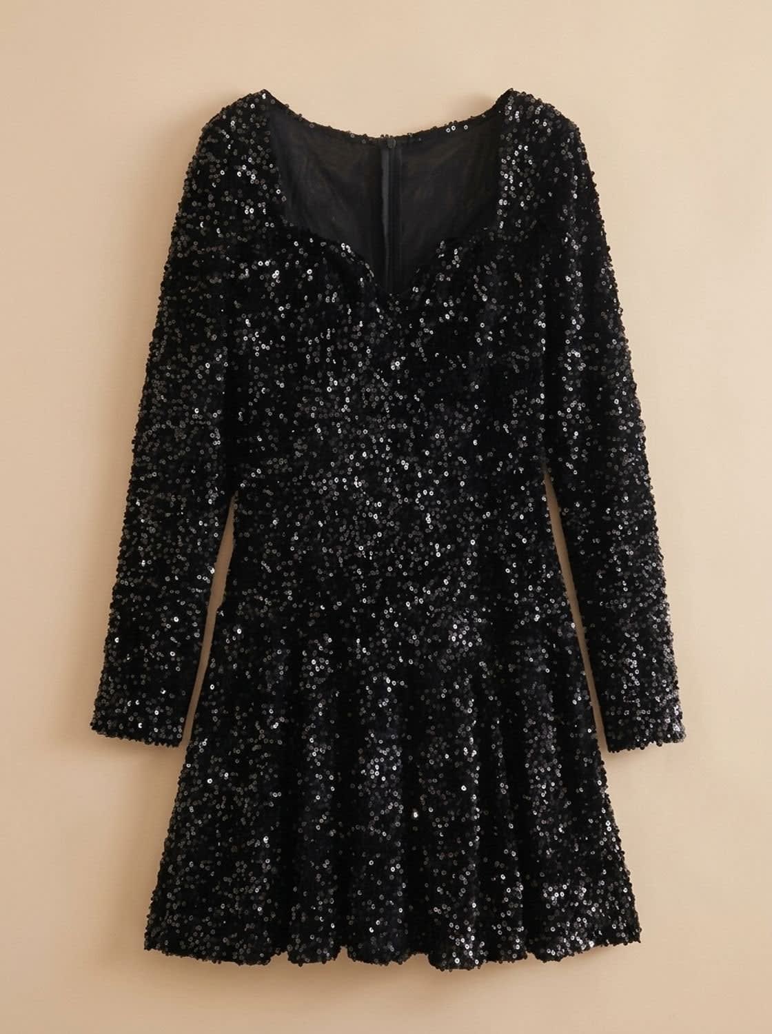 Juno Sequin Sweetheart Christmas Party Mini Dress_5