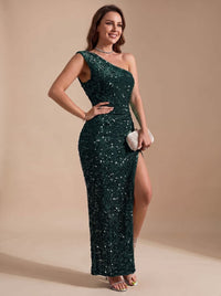 Ottilie Sequin One Shoulder Christmas Party Maxi Dress