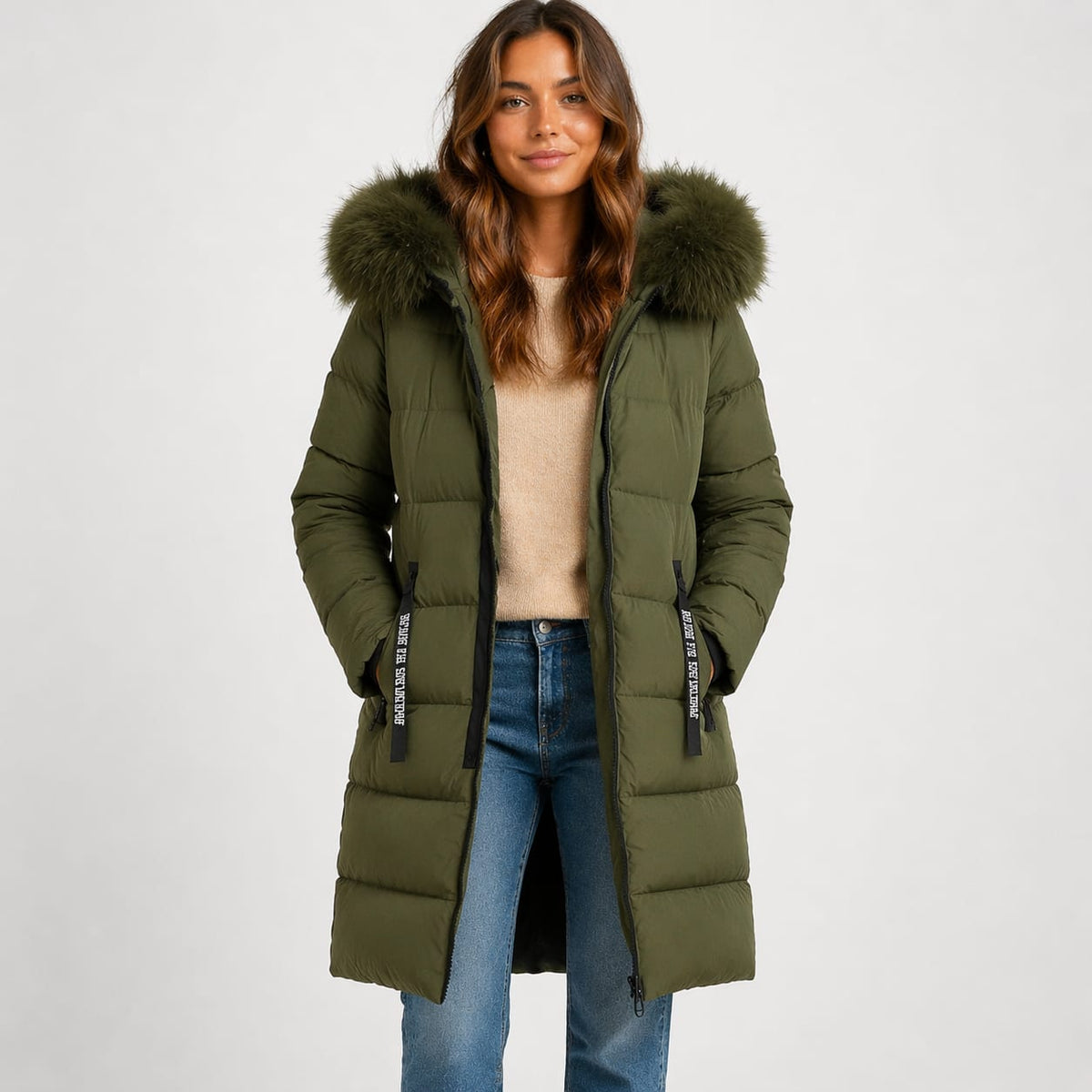 Greta Faux Fur Hood Longline Puffer Coat_1