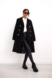 Romy Gold Button Double Breasted Pea Coat