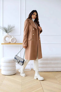 Romy Gold Button Double Breasted Pea Coat