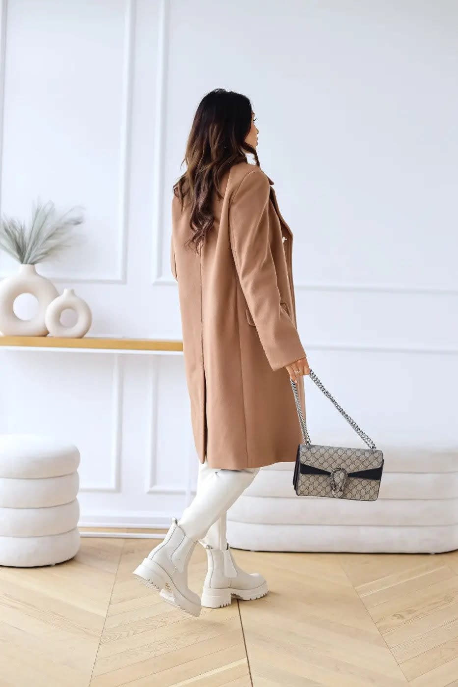 Romy Gold Button Double Breasted Pea Coat