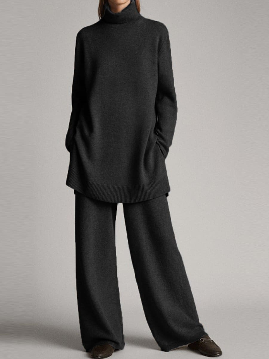 Esme Roll Neck Knit Co Ord Set with Wide Leg Trousers_1