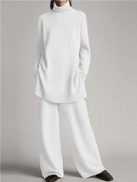Esme Roll Neck Knit Co Ord Set with Wide Leg Trousers