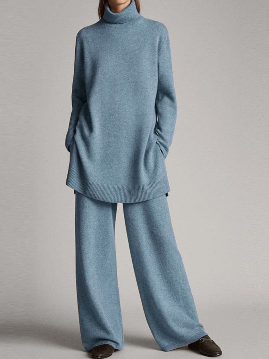 Esme Roll Neck Knit Co Ord Set with Wide Leg Trousers_5