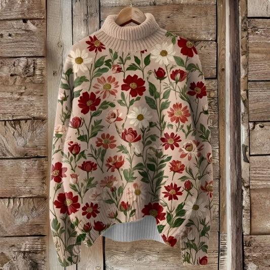Gilda Floral Roll Neck Womens Christmas Jumper_1