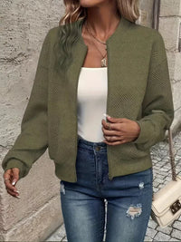 Briony Textured Zip Up Knit Cardigan