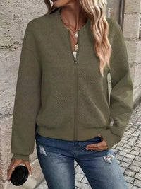 Briony Textured Zip Up Knit Cardigan