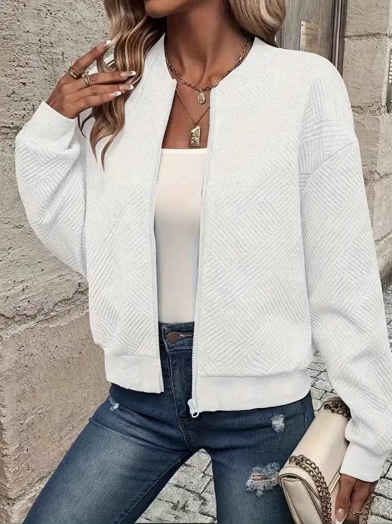 Briony Textured Zip Up Knit Cardigan