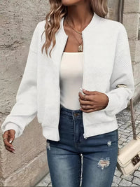 Briony Textured Zip Up Knit Cardigan