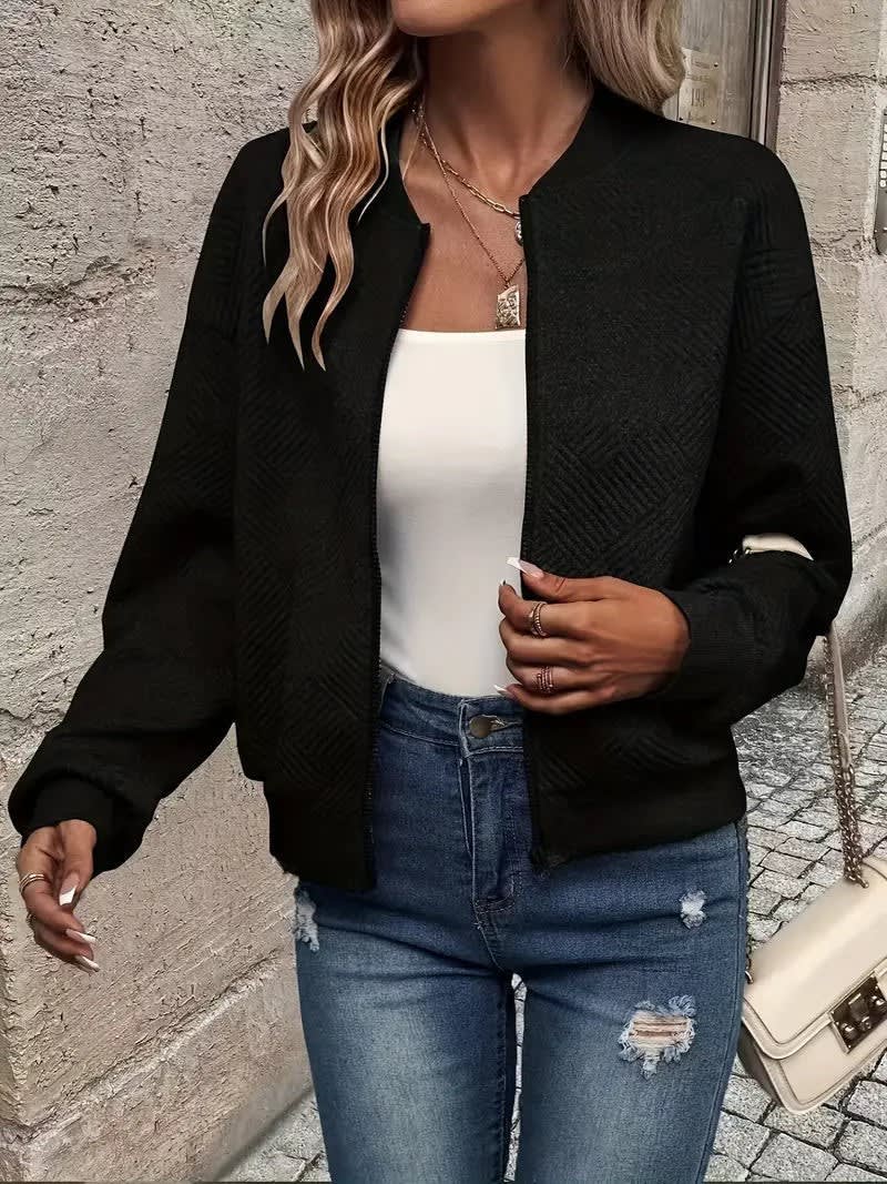 Briony Textured Zip Up Knit Cardigan
