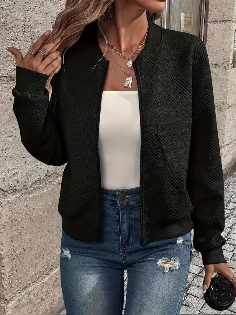 Briony Textured Zip Up Knit Cardigan