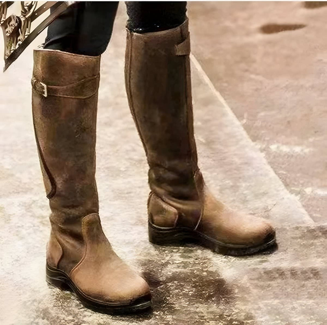 Blythe Waterproof Buckle Knee High Boots