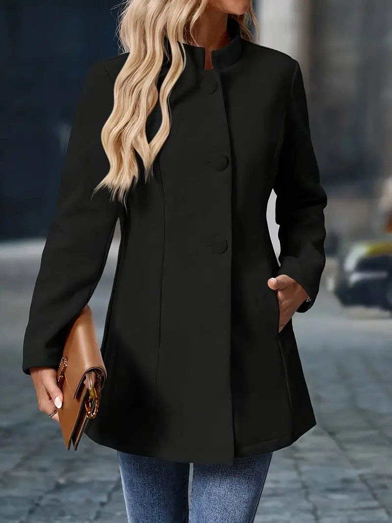 Opal Stand Collar Fitted Winter Coat_10