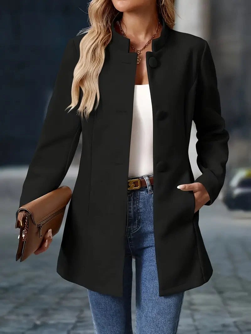 Opal Stand Collar Fitted Winter Coat_12