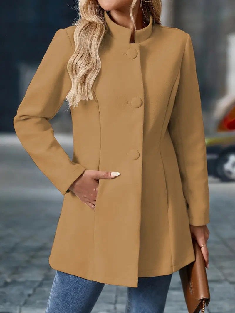 Opal Stand Collar Fitted Winter Coat