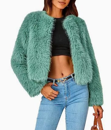 Perdita Cropped Faux Fur Cardigan Jacket