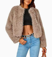 Perdita Cropped Faux Fur Cardigan Jacket