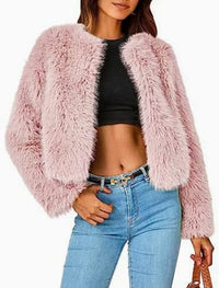 Perdita Cropped Faux Fur Cardigan Jacket