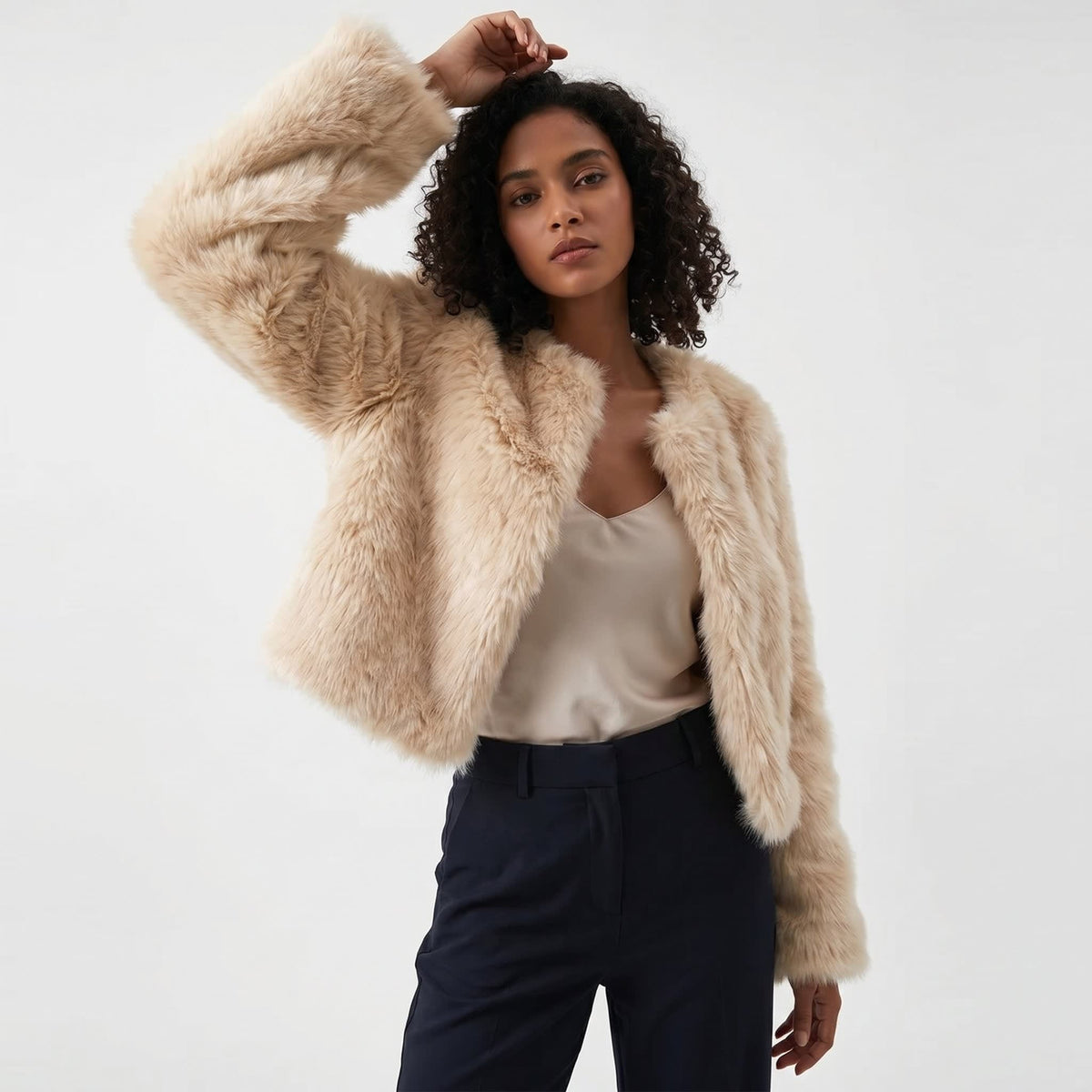 Perdita Cropped Faux Fur Cardigan Jacket_9