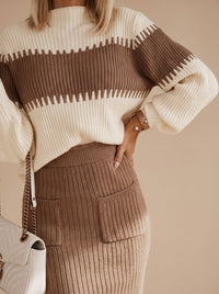 Coralie Roll Neck Jumper and Midi Knit Skirt Set