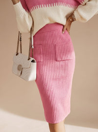 Coralie Roll Neck Jumper and Midi Knit Skirt Set