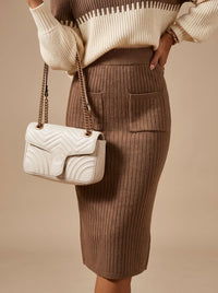 Coralie Roll Neck Jumper and Midi Knit Skirt Set