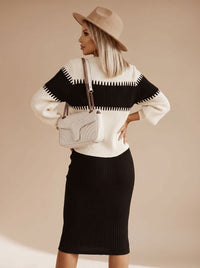 Coralie Roll Neck Jumper and Midi Knit Skirt Set
