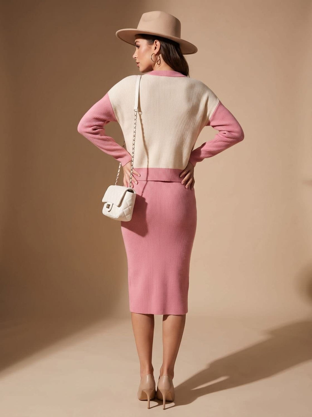 Coralie Roll Neck Jumper and Midi Knit Skirt Set