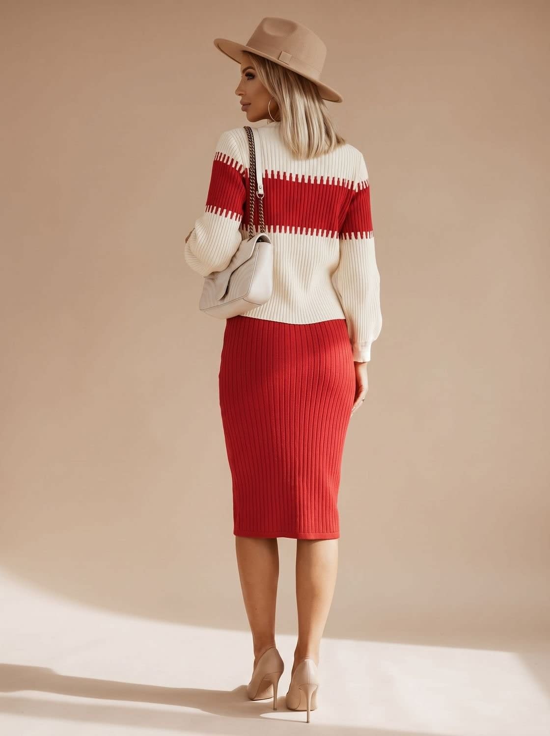 Coralie Roll Neck Jumper and Midi Knit Skirt Set_9