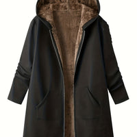 Clover Fleece Lined Hooded Longline Winter Coat