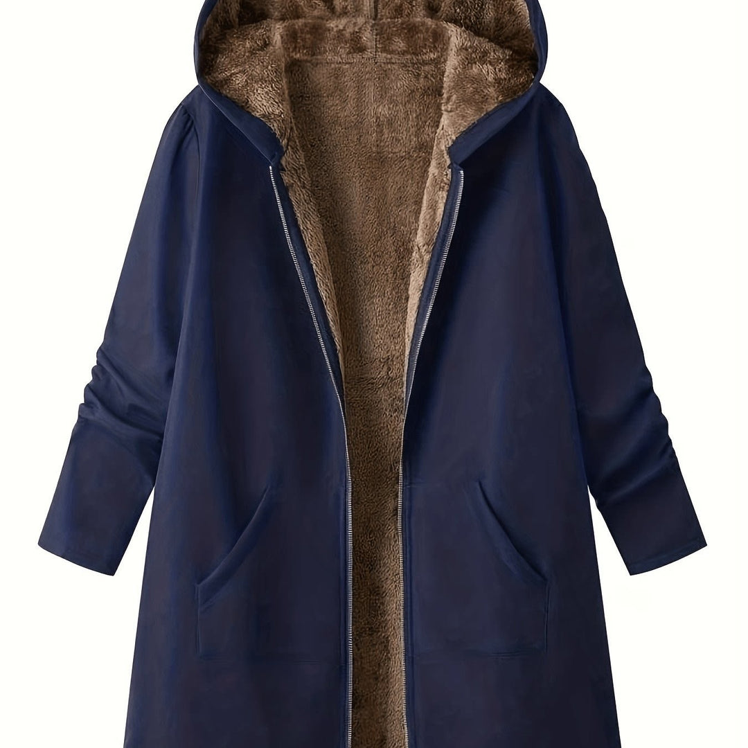 Clover Fleece Lined Hooded Longline Winter Coat